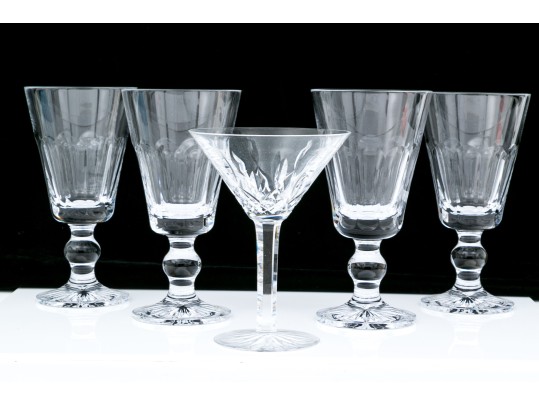 Group Of Five Pieces Waterford Crystal Stemware- Grafton Street And Lismore