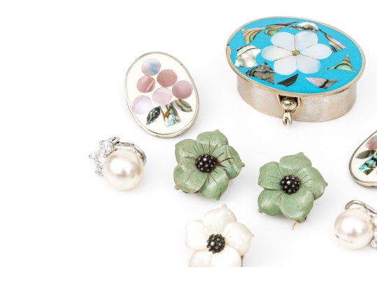 Pretty Collection Of Sterling Silver Earrings And Alpaca Silver Items