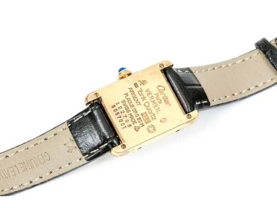 Cartier Sterling Silver Vermeil Small Must De Cartier Tank Watch, With Box
