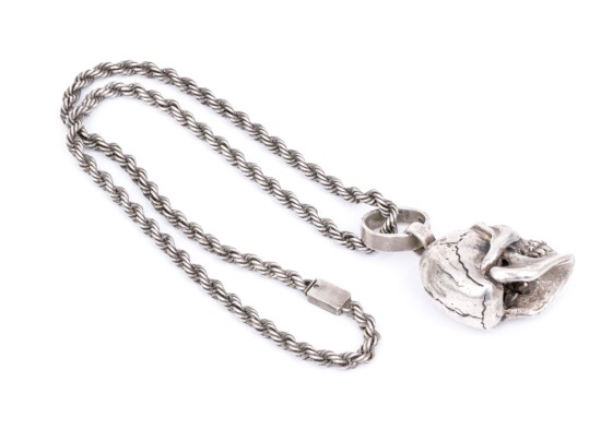 Vintage Sterling Silver Chain With Skull Pendant