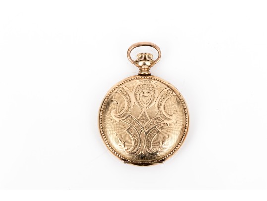 Elgin Striking Vintage Gold Filled Pocket Watch, Blue And White Porcelain Dial
