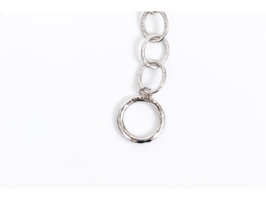 Sterling Silver Striking Chain Necklace With Single Heart For Link, Toggle Clasp