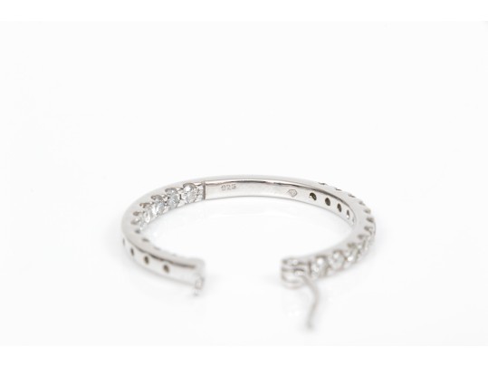 Sterling Silver Classic Round Hoop Earrings, CZ Set