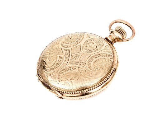 Elgin Striking Vintage Gold Filled Pocket Watch, Blue And White Porcelain Dial