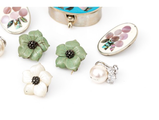Pretty Collection Of Sterling Silver Earrings And Alpaca Silver Items