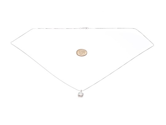 10K White Gold Opal Pendant Necklace