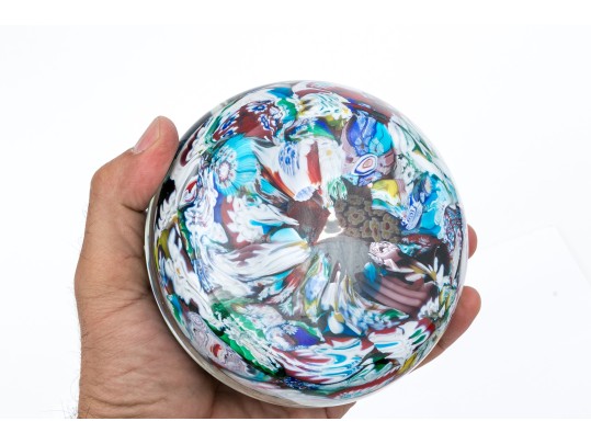 Large Art Glass Millefiori Paperweight 