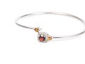 Sterling Silver Eye-catching Garnet, Citrine And White Topaz Halo Cuff Bracelet