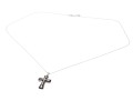 10K White Gold Necklace With Black And White Diamond Cross Pendant