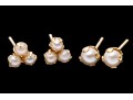 Two Pairs Of 14k Yellow Gold Cultured Pearl Stud Earrings