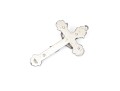 Sterling Silver Striking Large Diamond Cut Crucifix, Rose Motif Ends