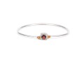 Sterling Silver Eye-catching Garnet, Citrine And White Topaz Halo Cuff Bracelet