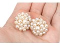 14k Yellow Gold Vintage Fabulous Cultured Pearl Cluster Clip On Earrings