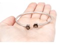 Sterling Silver Handsome Cushion And Heart Smoky Quartz Cuff Bracelet