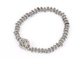 Striking Sterling Silver And Silver Plated Beaded Stretch Bracelet