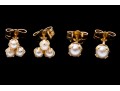 Two Pairs Of 14k Yellow Gold Cultured Pearl Stud Earrings