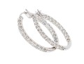 Sterling Silver Classic Round Hoop Earrings, CZ Set