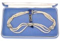Vintage Richelieu Costume Pearl, Faux Diamond And Sterling Silver Choker Necklace, Boxed 