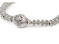 Striking Sterling Silver And Silver Plated Beaded Stretch Bracelet