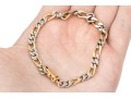 18k Yellow And White Gold Diamond Set Figaro Link Bracelet, App. 0.12 TCW