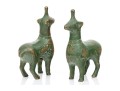 Pair Of Green Painted Cast Bronze Animal Figures