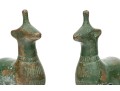 Pair Of Green Painted Cast Bronze Animal Figures