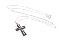 10K White Gold Necklace With Black And White Diamond Cross Pendant