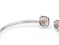Sterling Silver Handsome Cushion And Heart Smoky Quartz Cuff Bracelet