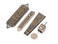 Lot Of Four Judaica Pieces, Including Two Sterling Mezuzahs