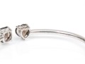 Sterling Silver Handsome Cushion And Heart Smoky Quartz Cuff Bracelet