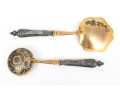 French Beautiful Pair Of Ornate Vintage 800 Silver Handled Pierced Servers