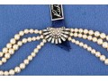 Vintage Richelieu Costume Pearl, Faux Diamond And Sterling Silver Choker Necklace, Boxed 