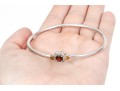 Sterling Silver Eye-catching Garnet, Citrine And White Topaz Halo Cuff Bracelet