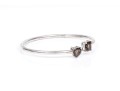 Sterling Silver Handsome Cushion And Heart Smoky Quartz Cuff Bracelet
