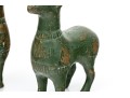 Pair Of Green Painted Cast Bronze Animal Figures