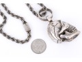Vintage Sterling Silver Chain With Skull Pendant