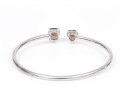 Sterling Silver Handsome Cushion And Heart Smoky Quartz Cuff Bracelet