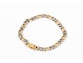 18k Yellow And White Gold Diamond Set Figaro Link Bracelet, App. 0.12 TCW