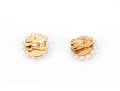 14k Yellow Gold Vintage Fabulous Cultured Pearl Cluster Clip On Earrings