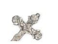 Sterling Silver Striking Large Diamond Cut Crucifix, Rose Motif Ends