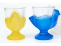 Set Of Four Vintage French Pressed Glass Chicken Form Egg Cups 