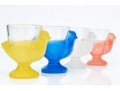 Set Of Four Vintage French Pressed Glass Chicken Form Egg Cups 