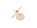 14k Yellow Gold Pretty Blue And White Halo Sapphire Cluster Ribbed Cross