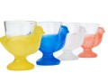 Set Of Four Vintage French Pressed Glass Chicken Form Egg Cups 