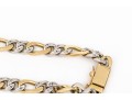 18k Yellow And White Gold Diamond Set Figaro Link Bracelet, App. 0.12 TCW