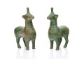 Pair Of Green Painted Cast Bronze Animal Figures