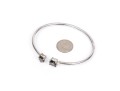 Sterling Silver Handsome Cushion And Heart Smoky Quartz Cuff Bracelet