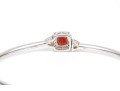 Sterling Silver Eye-catching Garnet, Citrine And White Topaz Halo Cuff Bracelet