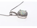 10K White Gold Opal Pendant Necklace