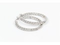 Sterling Silver Classic Round Hoop Earrings, CZ Set